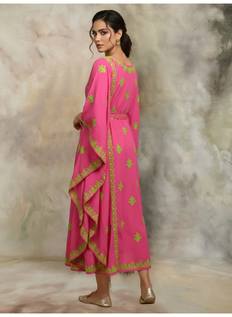 Alaya Hand Embroidered Chikankari Modal Kaftan-AL3604